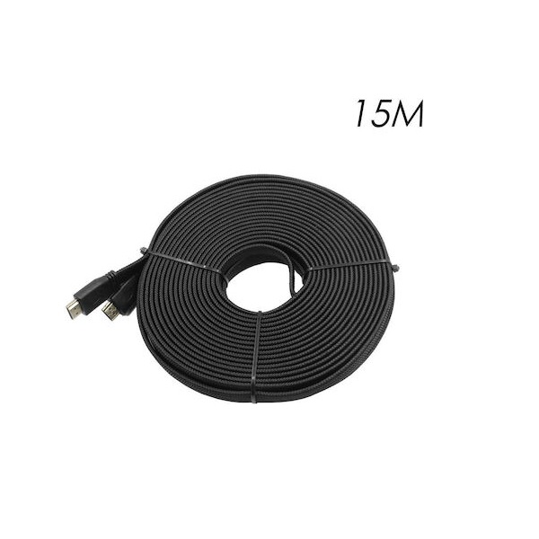 Φωτογραφία προϊόντος: OEM Factory HDMI 2.0 Flat / Braided Cable HDMI male - HDMI male 15m Μαύρο YWX-4K-15