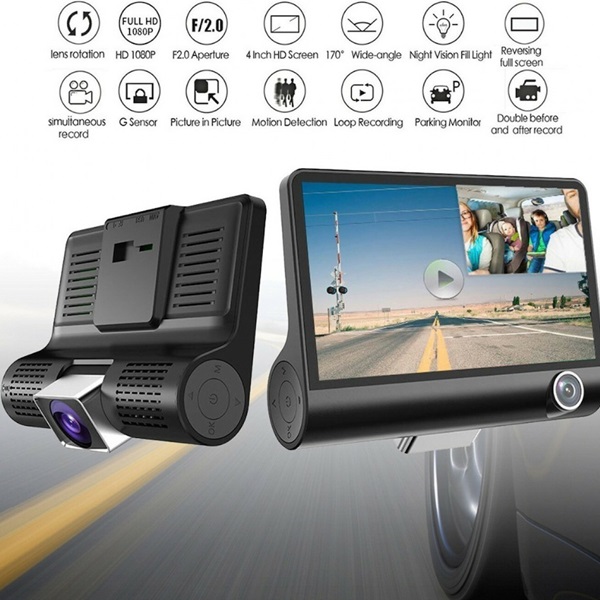 Φωτογραφία προϊόντος: OEM Σετ Κάμερα DVR Αυτοκινήτου 1080P με Οθόνη 4" για Παρμπρίζ με Βεντούζα &amp; Κάμερα Οπισθοπορείας 23774