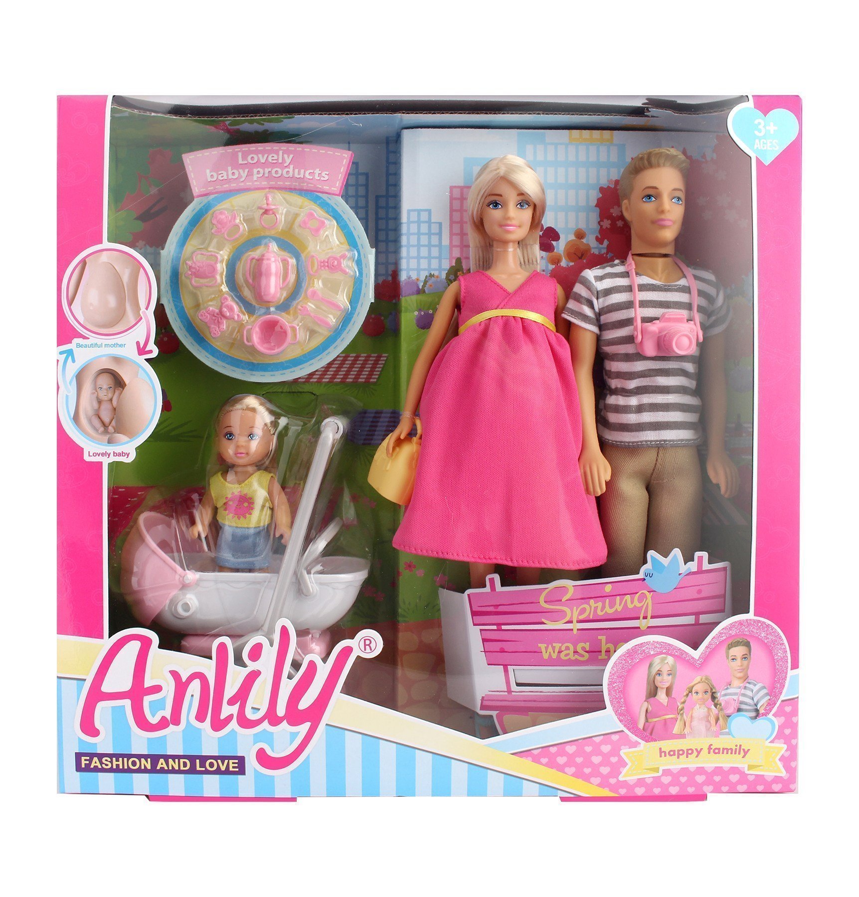 Φωτογραφία προϊόντος: Blue Toys Κούκλα Anily Μαμά, Μπαμπάς Και Μωρό Με Καρότσι (MKL037373)