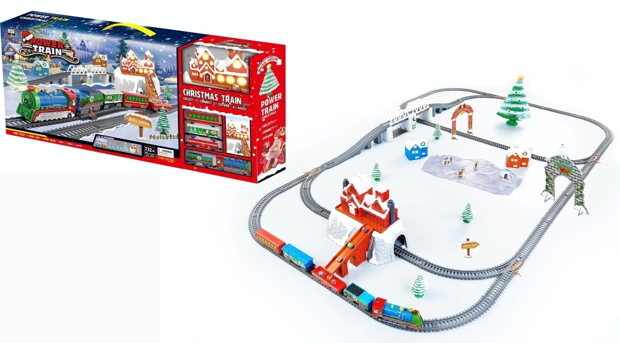 Φωτογραφία προϊόντος: Blue Toys Τρένο Χριστουγεννιάτικο Με Σπιτάκι, Σιδηρόδρομο Και Φως (MKK740769)