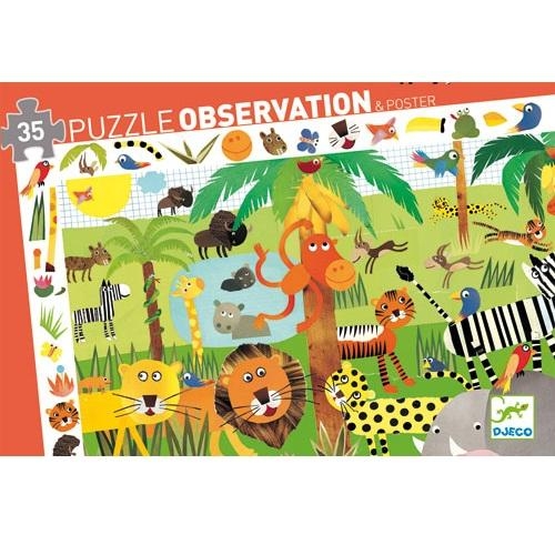 Φωτογραφία προϊόντος: 07590 Djeco Puzzle παρατήρησης Η ζούγκλα 35 Τεμάχια