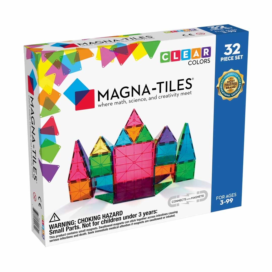 Φωτογραφία προϊόντος: 02132 Magna-Tiles Μαγνητικό παιχνίδι κατασκευών Clear Colors 32 Τεμάχια