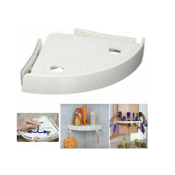 Φωτογραφία προϊόντος: OEM Snap Up Bathroom 51448 Γωνιακή Επιτοίχια Ραφιέρα Μπάνιου Πλαστική με 1 Ράφι και Βεντούζες 33x23x4cm