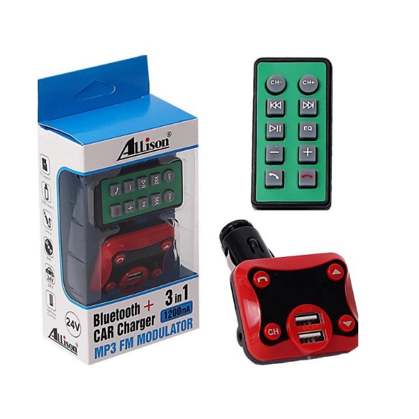 Φωτογραφία προϊόντος: OEM ALLISON 3-IN-1 BLUETOOTH &amp; CAR CHARGER MP3 FM MODULATOR 1200MA, ALS-A642