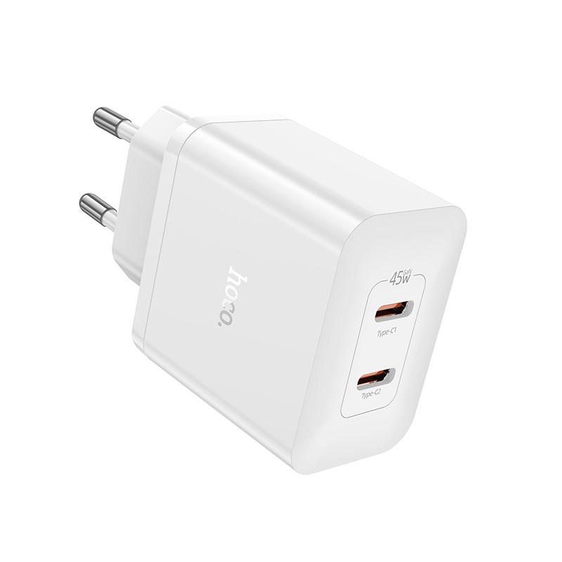 Φωτογραφία προϊόντος: 2ADD149A-D3CC-EF11-9A7B-C174DFB988E4 Φορτιστής Ταξιδίου Hoco N35 Streamer με 2 Εξόδους Φόρτισης USB-C Συνολικά PD45W Λευκός
