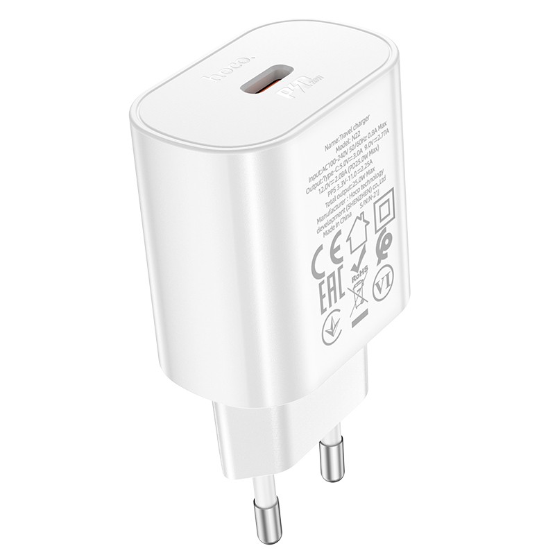 Φωτογραφία προϊόντος: 2ADD149A-D3CC-EF11-9A7B-C174DFB988E4 Φορτιστής Ταξιδίου Hoco N22 Jetta USB-C PD25W Small Body Λευκός