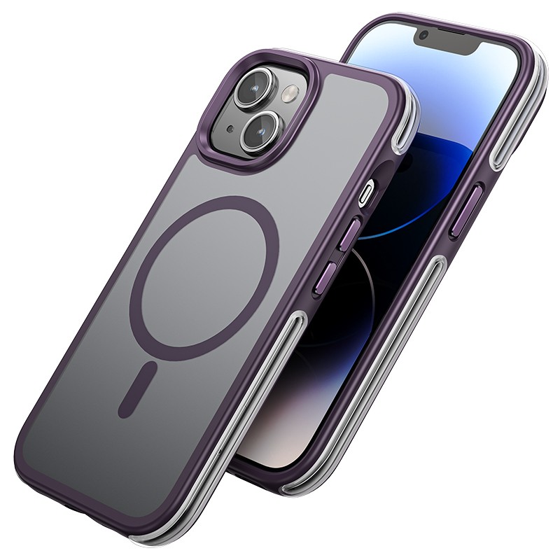 Φωτογραφία προϊόντος: 2ADD149A-D3CC-EF11-9A7B-C174DFB988E4 Θήκη Hoco Flexible Airbag 6m Anti-Fall Series MagSafe για Apple iPhone 15 Plus Μωβ