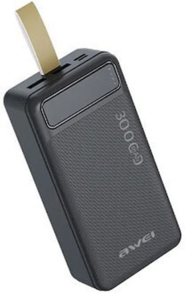 Φωτογραφία προϊόντος: OEM Awei P7K Power Bank 30000mAh με 2 Θύρες USB-A και Θύρα USB-C Μαύρο 42114454