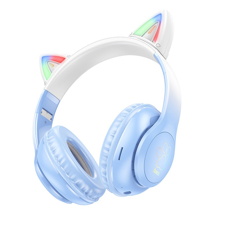 Φωτογραφία προϊόντος: Wireless Ακουστικά Stereo Hoco W42 Cat Ears 400mAh Micro SD και AUX Crystal Blue