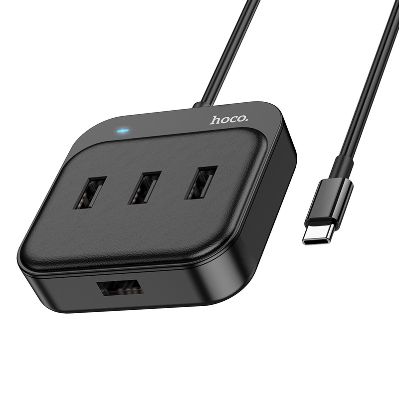 Φωτογραφία προϊόντος: 2ADD149A-D3CC-EF11-9A7B-C174DFB988E4 Hub USB-C Hoco HB31 Easy 4-in-1 με 4 x USB2.0 Μαύρο 20cm