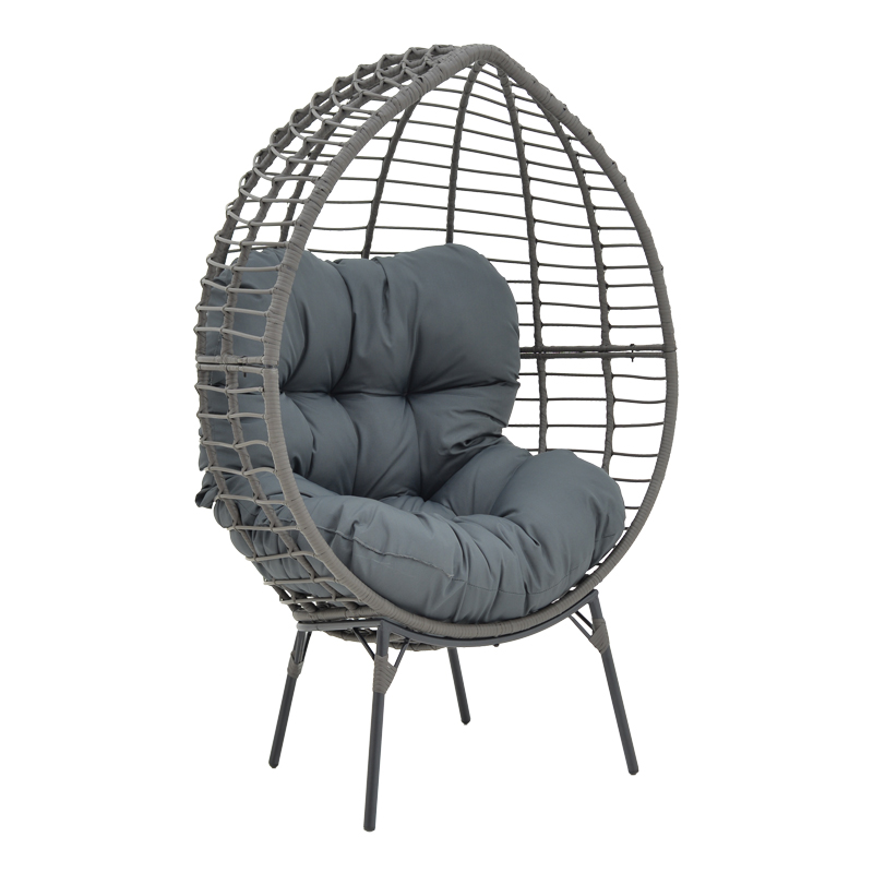 Φωτογραφία προϊόντος: Πολυθρόνα Nestie pakoworld wicker rattan γκρι-μεταλλικό γκρι πόδι-γκρι μαξιλάρι 102x80x155εκ