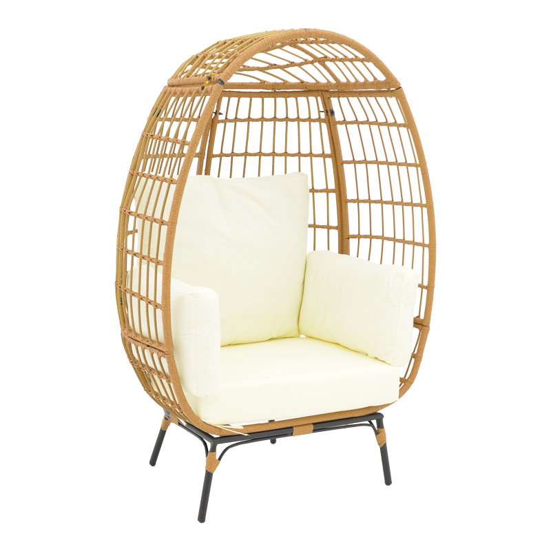 Φωτογραφία προϊόντος: Πολυθρόνα Frox pakoworld wicker rattan φυσικό-μεταλλικό φυσικό-μαύρο πόδι-μπεζ μαξιλάρι 96x76x145εκ