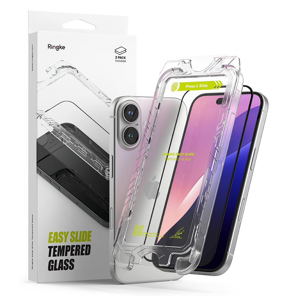 Φωτογραφία προϊόντος: Ringke iPhone 15/ 16 Screen Protector Premium Easy Slide Tempered Glass 9H with installation jig (2pcs) Transparent