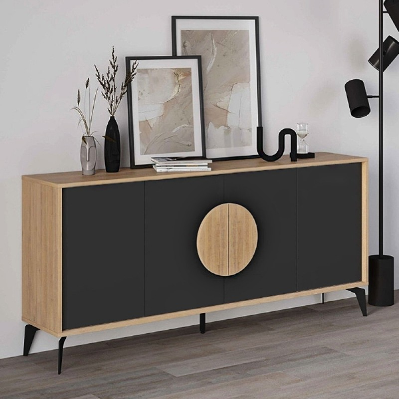 Φωτογραφία προϊόντος: Μπουφές Gora Megapap χρώμα sapphire oak - silky black 180x40x82εκ.