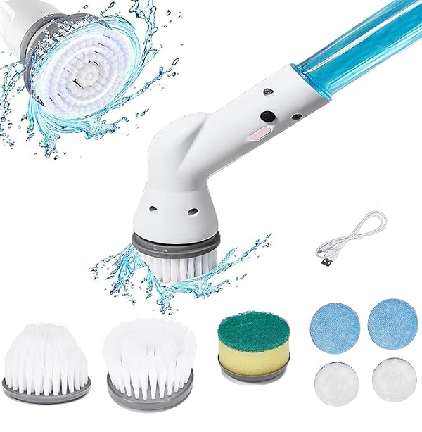 Φωτογραφία προϊόντος: OEM Ηλεκτρικό Spin Scrubber, 9 σε 1 Adorezyp ασύρματη βούρτσα καθαρισμού με 8 αντικαταστάσιμες κεφαλές βούρτσας και αφαιρούμενη λαβή 3 επιπέδων, Power shower scrubbber για μπάνιο, μπαν
