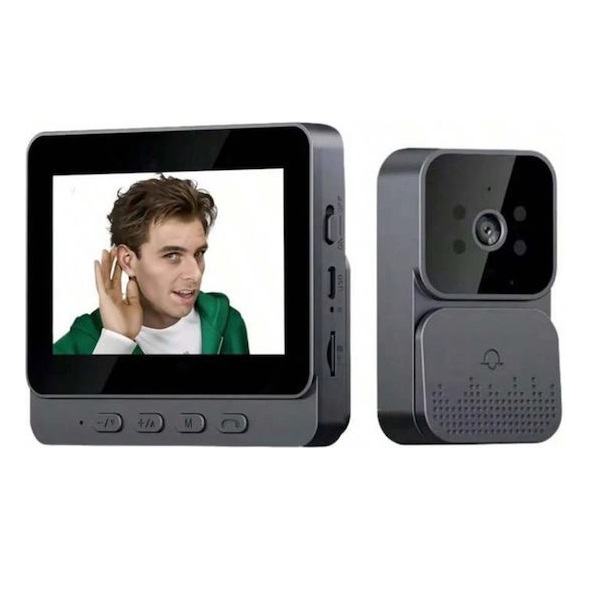 Φωτογραφία προϊόντος: Mini Κουδούνι Πόρτας Doorbell με Κάμερα FHD 1080P και Οθόνη Μόνιτορ 4.3" σε Μαύρο Χρώμα OEM