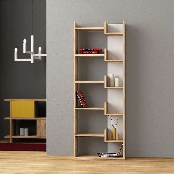 Φωτογραφία προϊόντος: Βιβλιοθήκη Oppa Megapap χρώμα sapphire oak/λευκό 60x22x162εκ.
