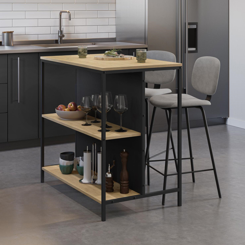Φωτογραφία προϊόντος: Τραπέζι μπαρ Detroit Megapap χρώμα sapphire oak - silky black 100x60x95εκ.