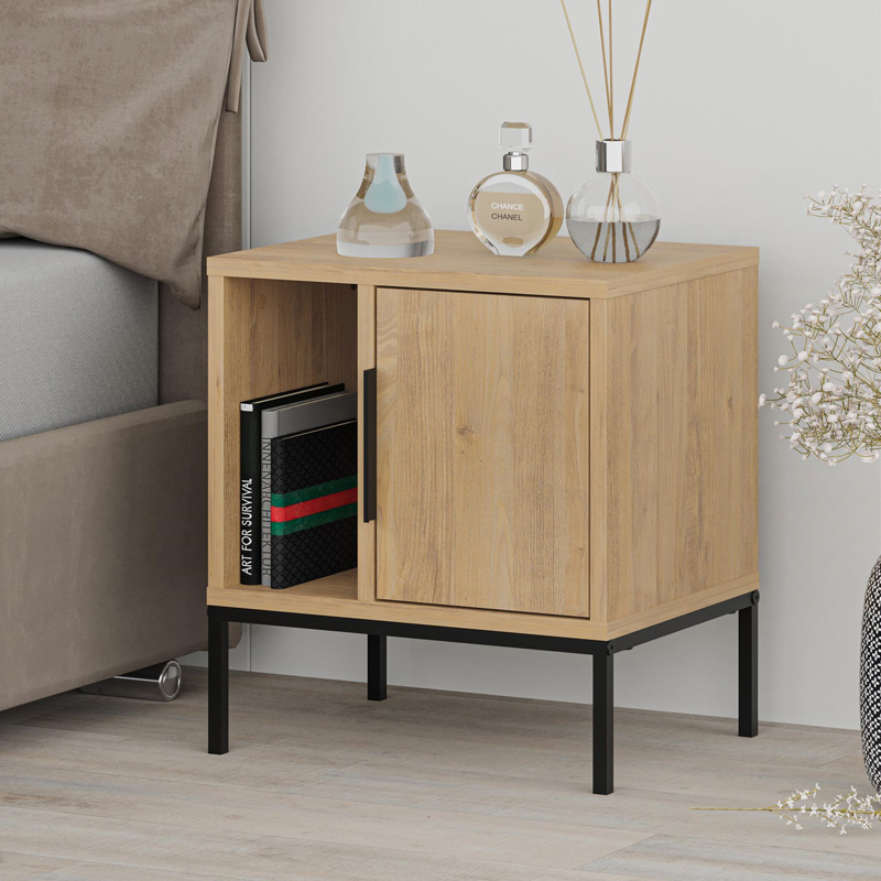 Φωτογραφία προϊόντος: Κομοδίνο Glynn Megapap χρώμα saphhire oak 45x35x50εκ.