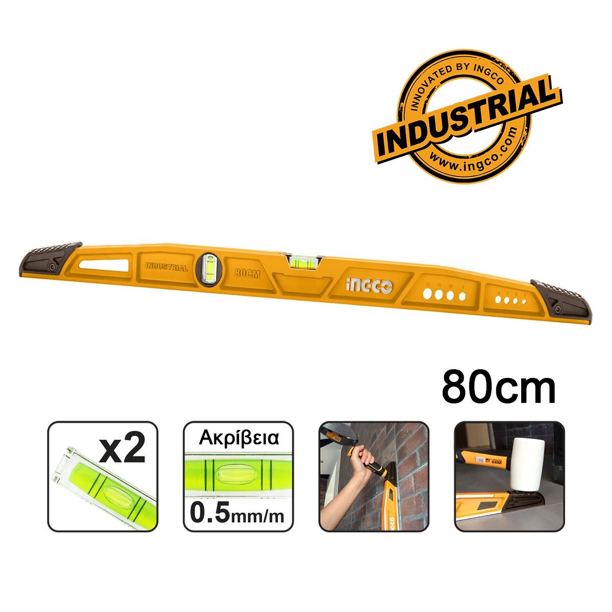 Φωτογραφία προϊόντος: Αλφάδι Κτιστών Βαρέος Τύπου 80cm | INGCO | HBSL08080