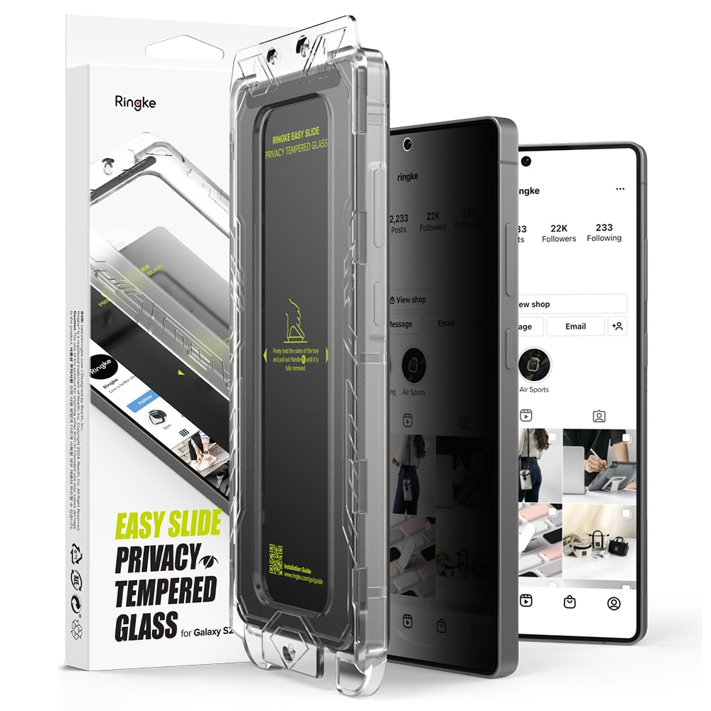 Φωτογραφία προϊόντος: Ringke Galaxy S25 Ultra Screen Protector Premium Easy Slide Privacy Tempered Glass 9H with installation jig (2pcs) Transparent - ONLY BOX DAMAGE
