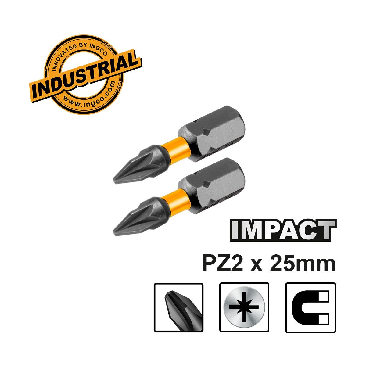 Φωτογραφία προϊόντος: Κατσαβιδόμυτες Impact PZ2x25mm 2 τεμ. | INGCO | SDBIM71PZ225