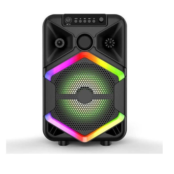 Φωτογραφία προϊόντος: OEM Portable speaker with RGB lights, 10W power, MP3, USB, Bluetooth, TF, WIFI, microphone slot, karaoke, battery, black