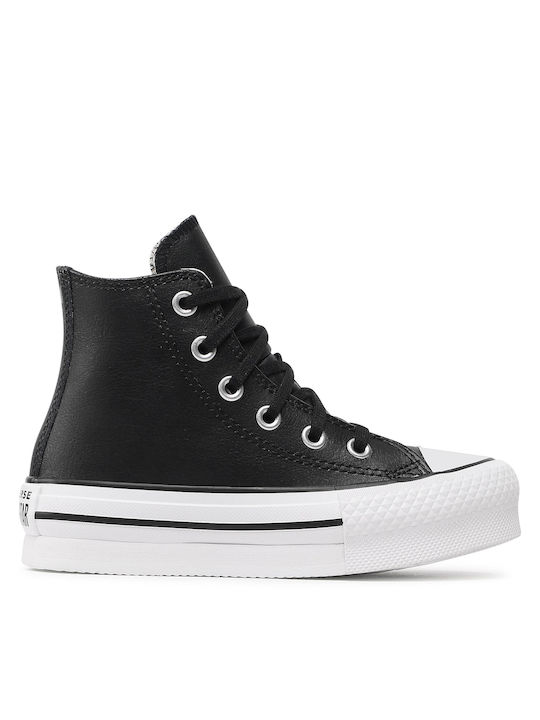 Φωτογραφία προϊόντος: A01015C - CONVERSE ALL STAR EVA LIFT LEATHER GIRL SHOES BLACK / WHITE Color