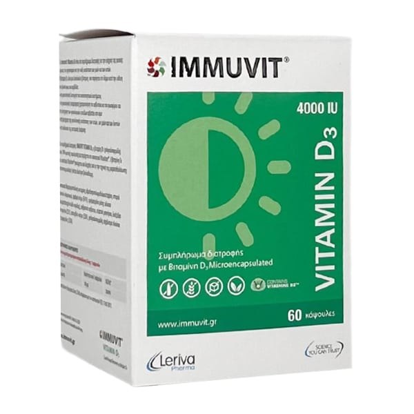 Φωτογραφία προϊόντος: Leriva Pharma Leriva Immuvit Vitamin D3 4000 IU Vegan 60 κάψουλες