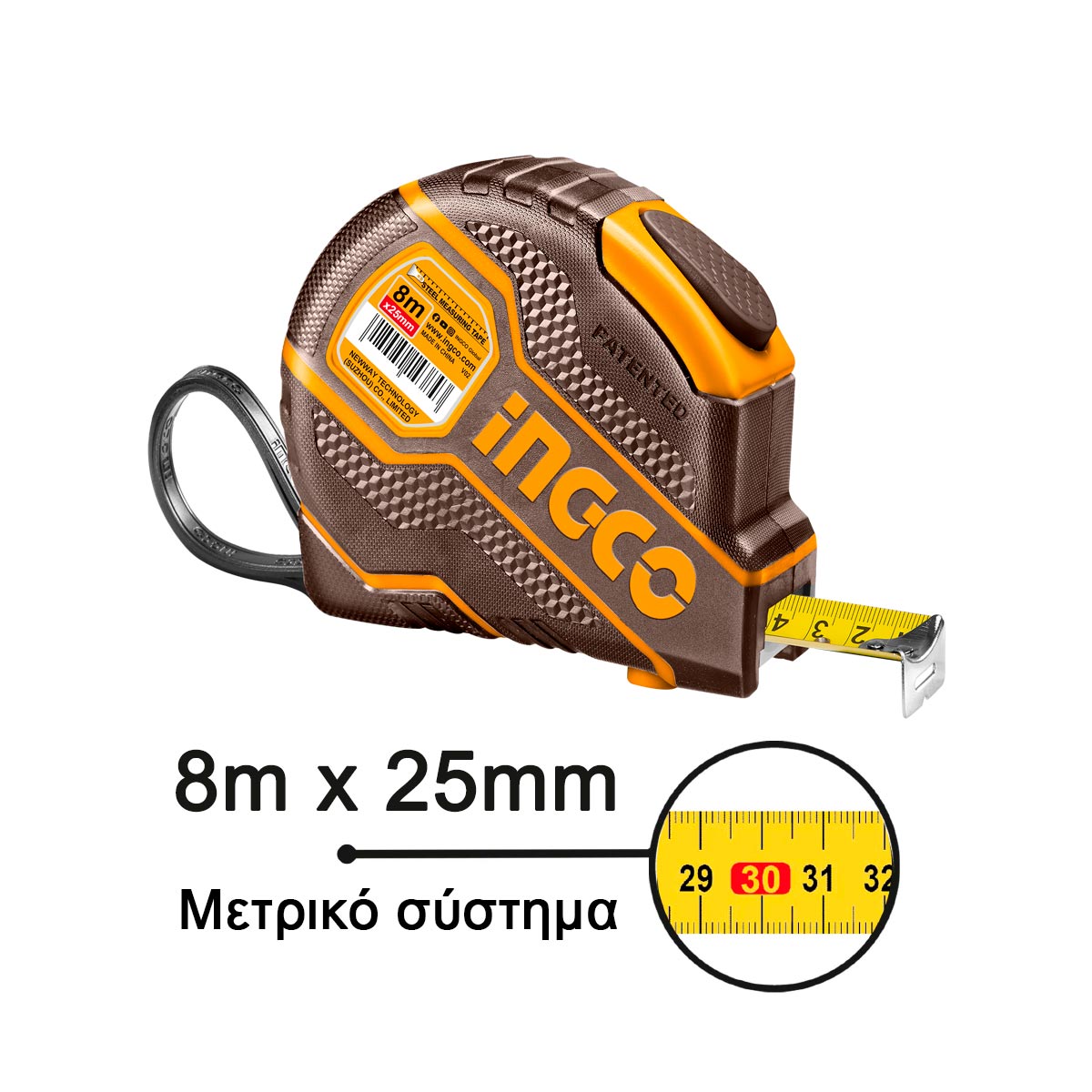 Φωτογραφία προϊόντος: Μετροταινία 8m x 25mm | INGCO | HSMT08081E