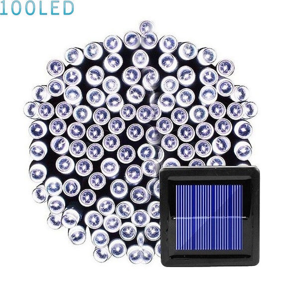 Φωτογραφία προϊόντος: OEM LED Χριστουγεννιάτικα Ηλιακά Λαμπάκια 100τμχ IP66 με Φωτοβολταϊκό Πάνελ και Διαφορετικές Λειτουργίες σε Λευκό Φωτισμό