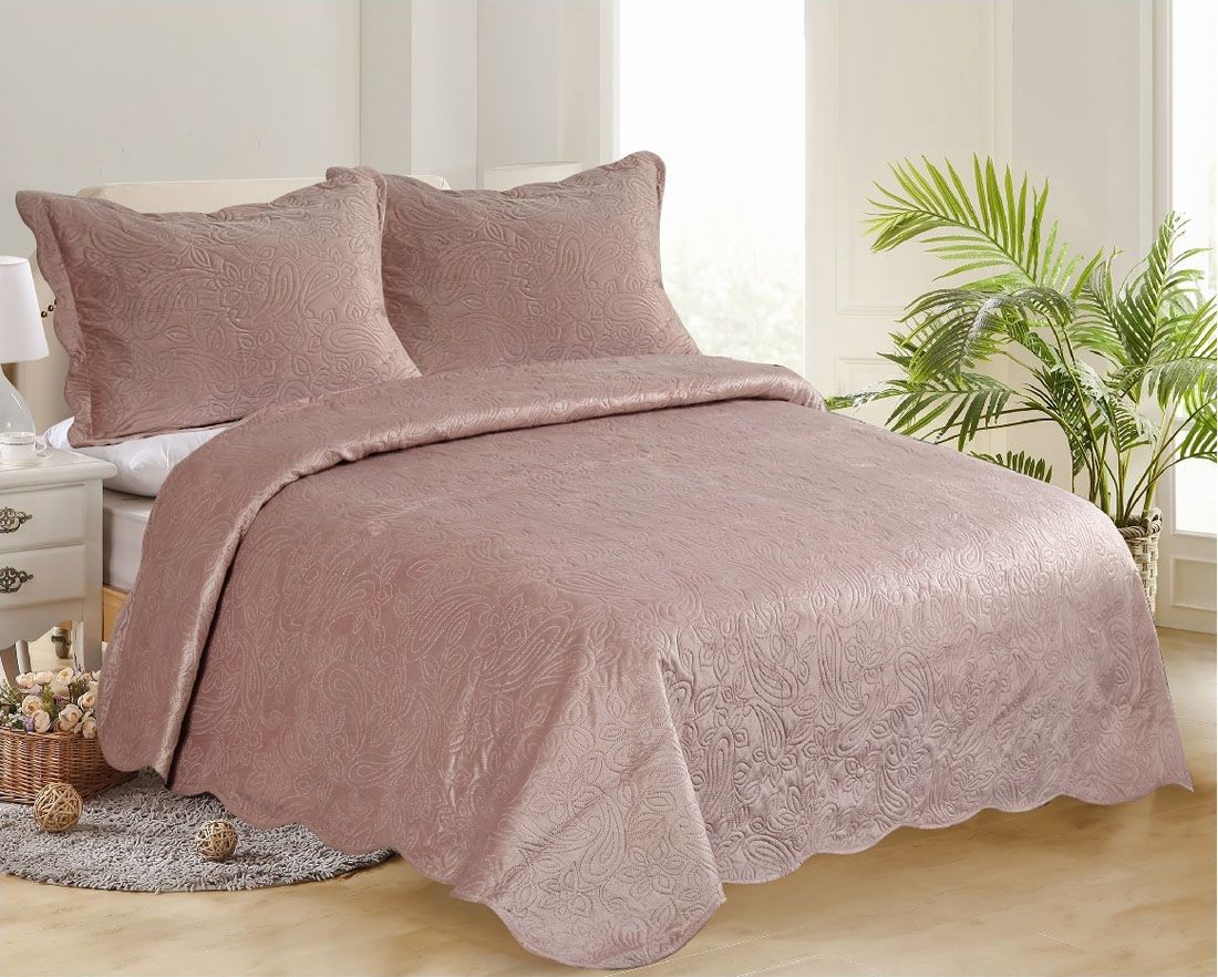 Φωτογραφία προϊόντος: Silk Fashion Κουβερλί Υπέρδιπλο Βελούδινο Σετ 220x240 Supersoft Syklamen