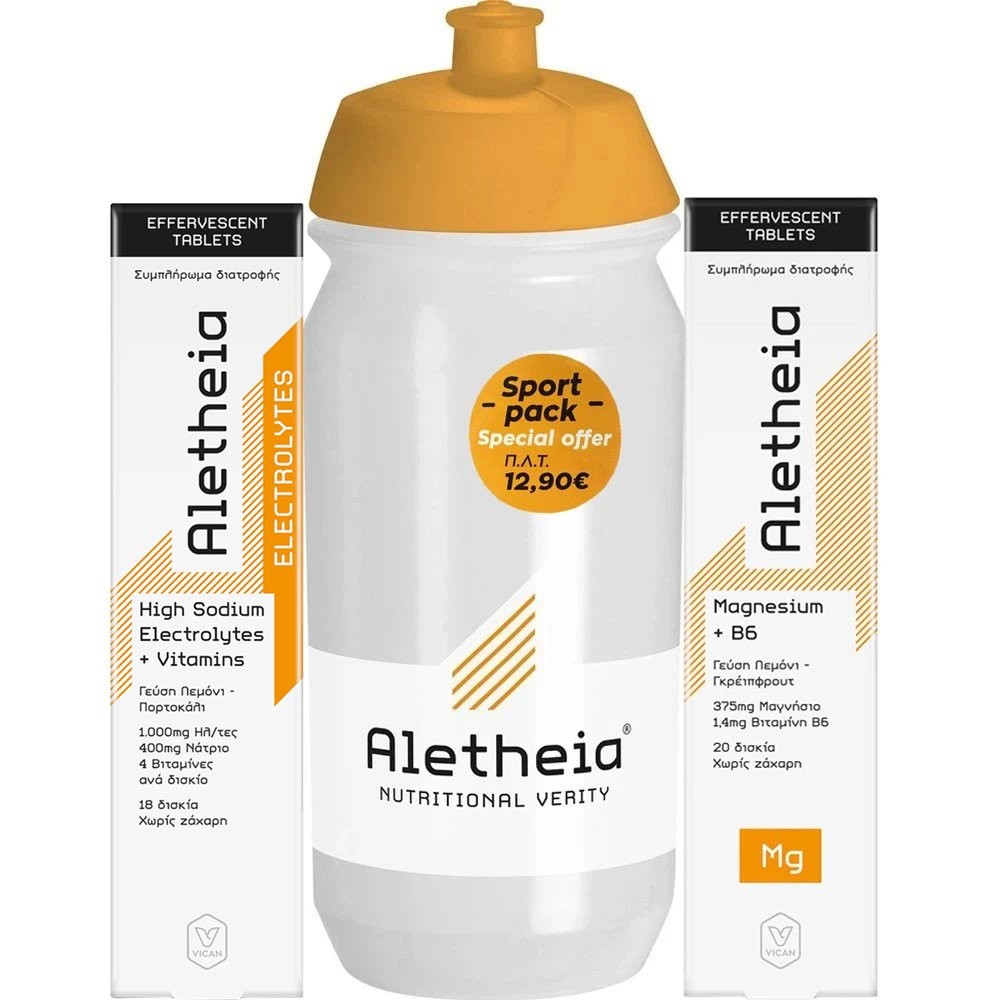 Φωτογραφία προϊόντος: VICAN Aletheia High Sodium Electrolytes + Vitamins 18 Effer.tabs & Magnesium + Vitamin B6 20 Effer.tabs & Δώρο Sport Bottle 500ml 1τμχ