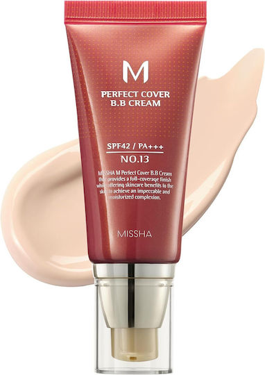 Φωτογραφία προϊόντος: Missha M Perfect Cover BB 13 Bright Beige Ενυδατική Κρέμα Προσώπου Ημέρας με SPF42 με Υαλουρονικό Οξύ & Ceramides 50ml