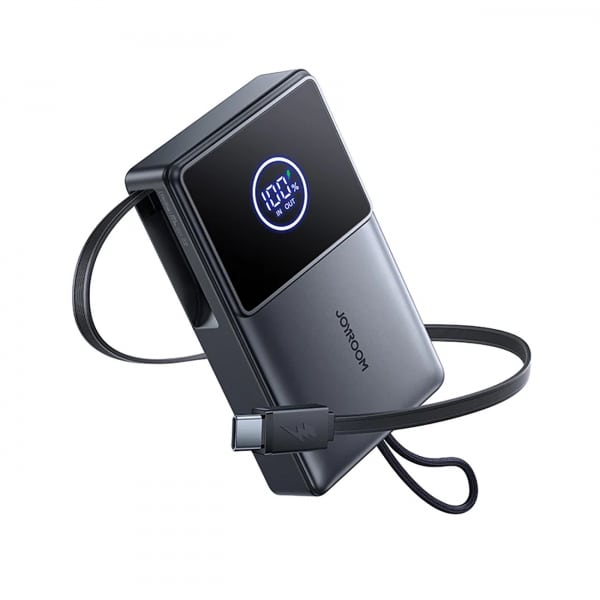 Φωτογραφία προϊόντος: Joyroom Power Bank with Digital Display, C+U+U, PD 22.5W, 10000 mAh with Built-in Retractable Typle-C cable (0.7m) Black (JR-PR1)