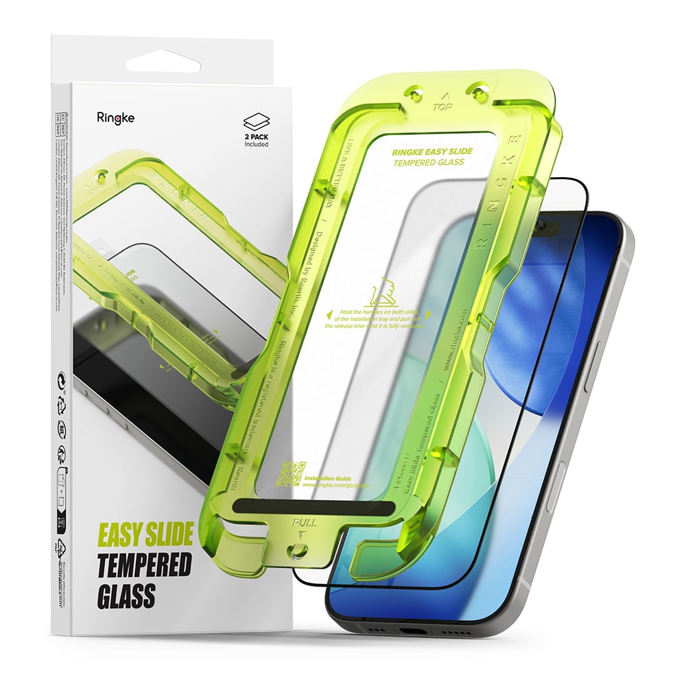 Φωτογραφία προϊόντος: Ringke iPhone 17 Screen Protector Premium Easy Slide Tempered Glass 9H with installation jig (2pcs) Transparent