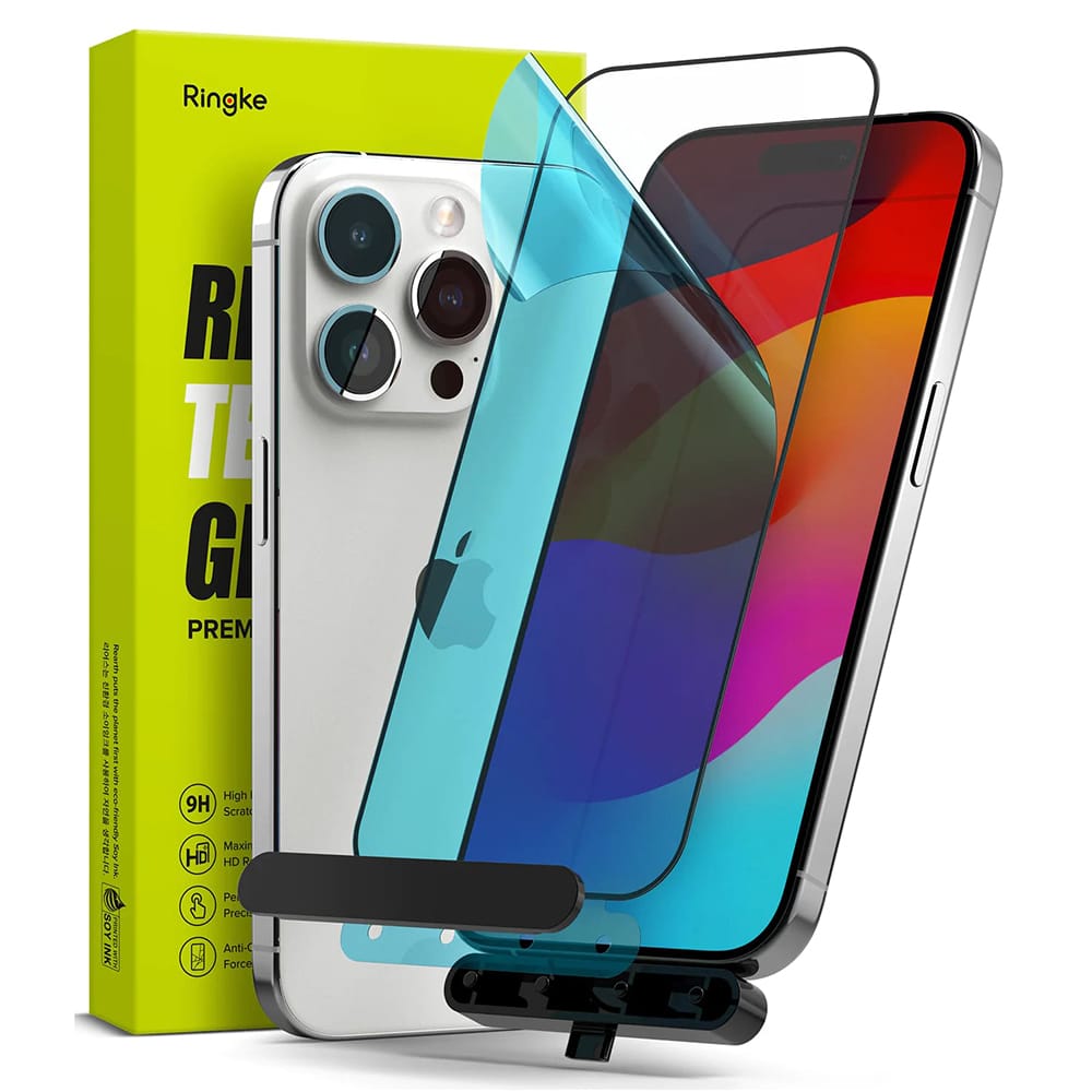 Φωτογραφία προϊόντος: Ringke iPhone 15 Pro Screen Protector Premium Tempered Glass 9H with installation jig Transparent