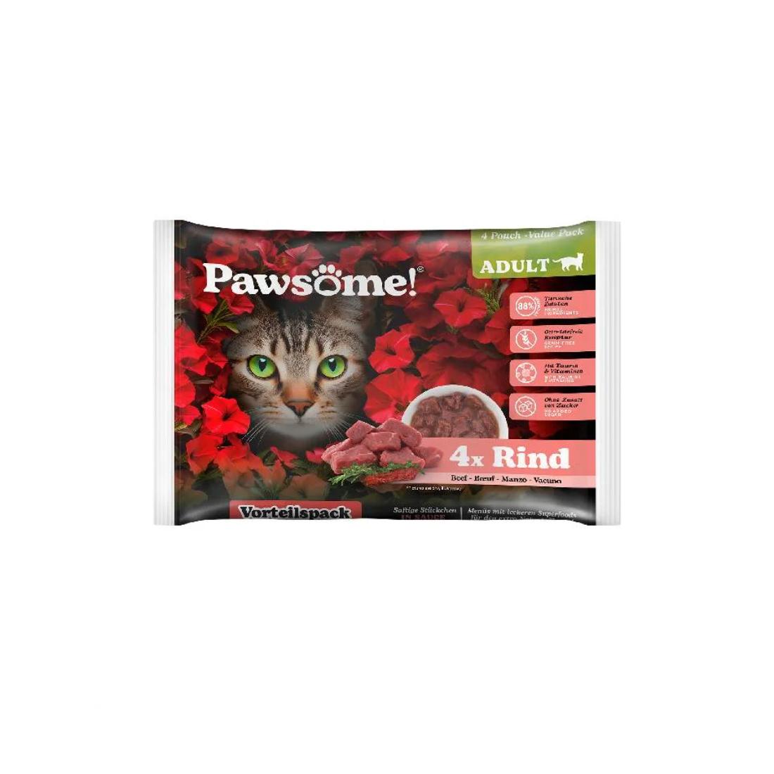 Φωτογραφία προϊόντος: Pawsome Adult Βοδινό 85gr FlowPack (4Τεμ)