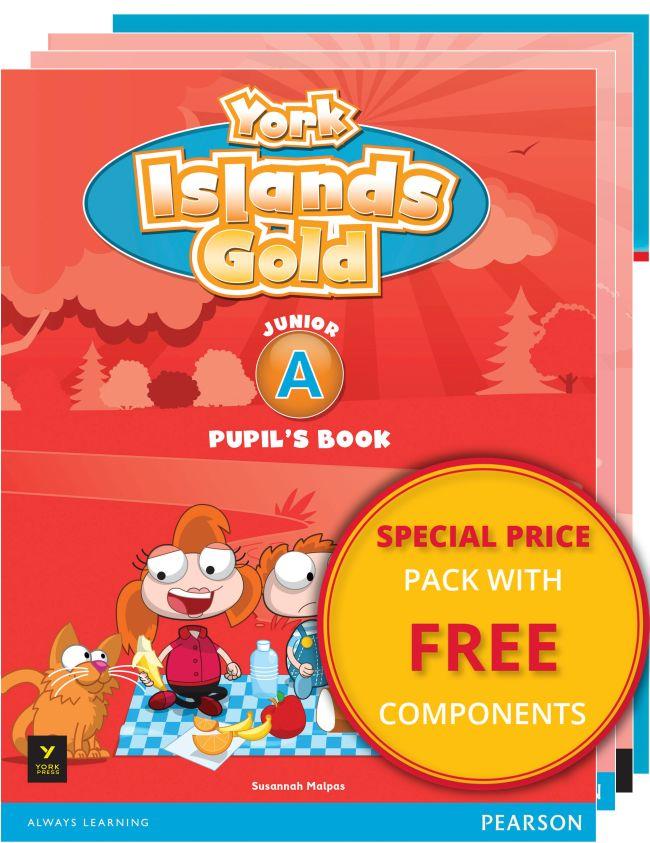 Φωτογραφία προϊόντος: YORK ISLANDS GOLD JUNIOR A PACK (SB + WB + GRAMMAR & COMPANION + NEW ALPHABET) 2129668