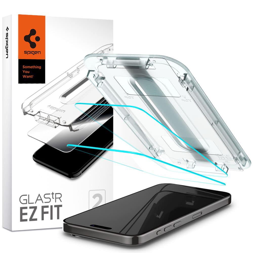 Φωτογραφία προϊόντος: Spigen Glass tR EZ Fit 2 Pack, διαφανές - iPhone 15 Pro (AGL06892) - MPN 141086