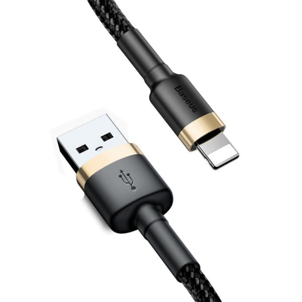 Φωτογραφία προϊόντος: Baseus Cafule Braided Καλώδιο USB σε Lightning Μαύρο/Χρυσό 2m (CALKLF-CV1)