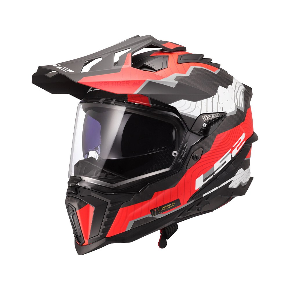 Φωτογραφία προϊόντος: Κράνος DUAL LS2 MX701 Explorer Carbon Trick White Red ECE 22.06