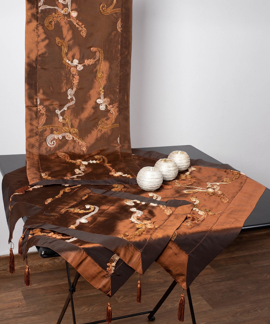 Φωτογραφία προϊόντος: SilkFashion Σετ 4 τεμαχίων ( 40cm x 110cm 80cm x 80cm 2x37cm x 37cm )6271 Καφέ