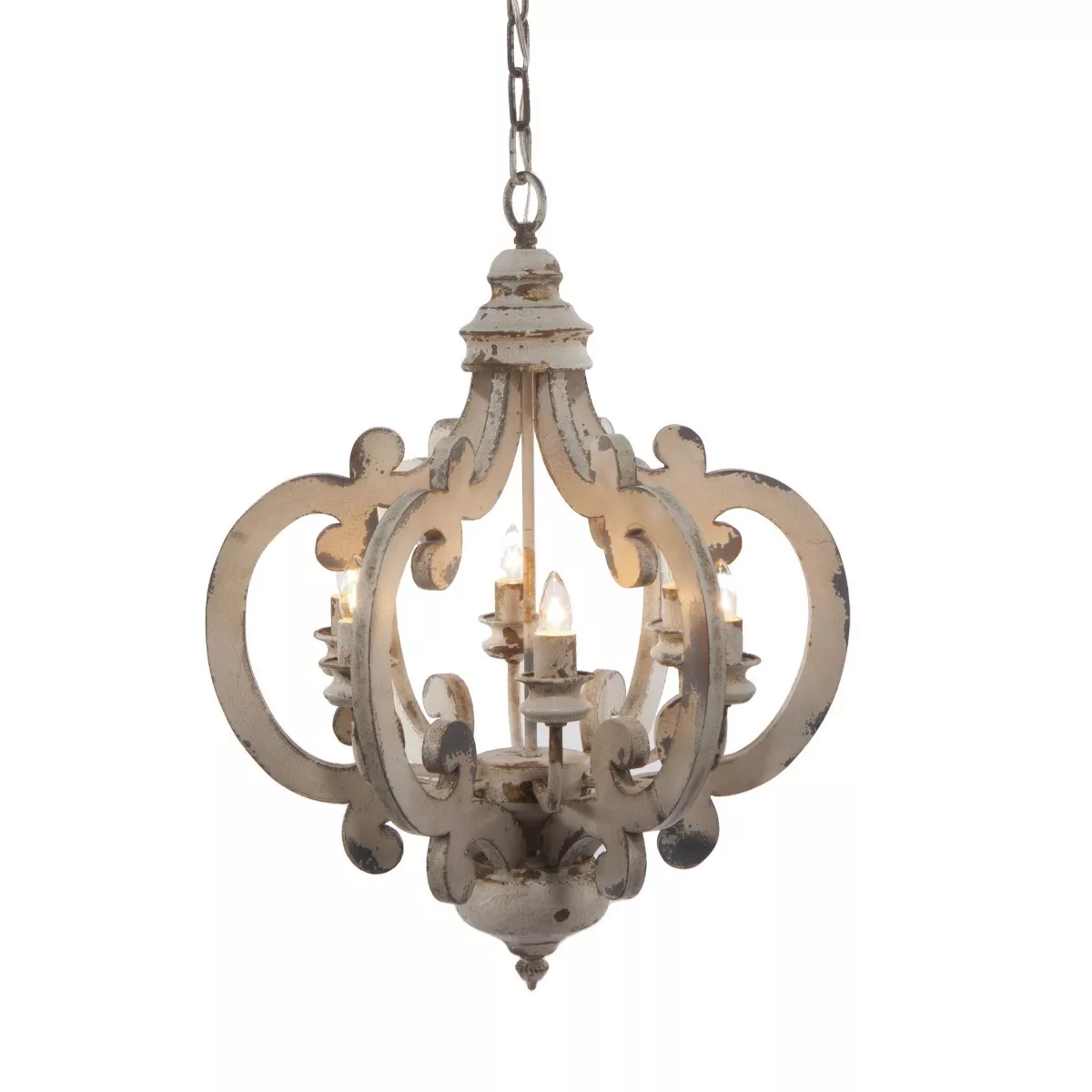 Φωτογραφία προϊόντος: Artekko Chandelier Φωτιστικό Οροφής 6φωτο MDF/Μέταλλο Λευκή Πατίνα (52x46x60.5)cm