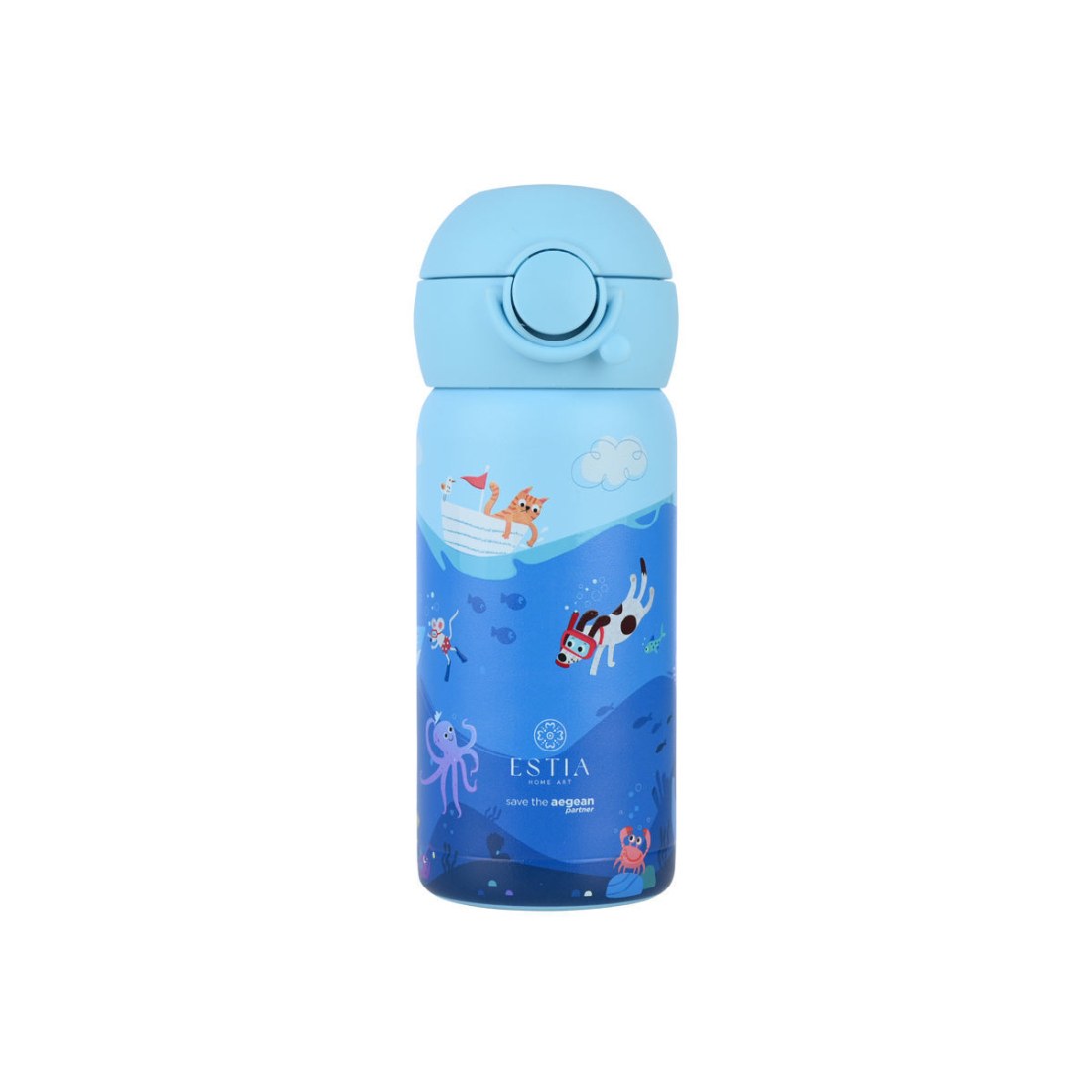 Φωτογραφία προϊόντος: Estia Wonder Bottle Save the Aegean Παιδικό Παγούρι Θερμός Ανοξείδωτο με Καλαμάκι Non Spill Ocean Play 350ml 01-33040