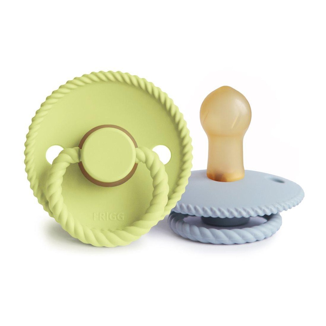 Φωτογραφία προϊόντος: Σετ 2 Πιπίλες Latex FRIGG Rope Green Tea/Powder Blue 0-6 Μηνών