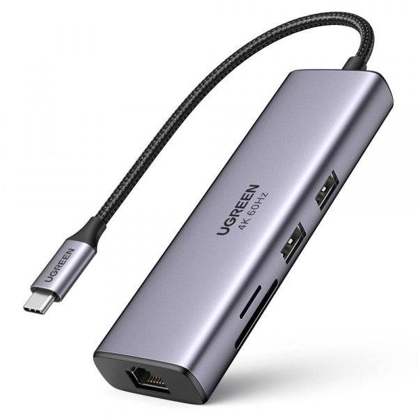 Φωτογραφία προϊόντος: Ugreen Type C HUB 2x USB-A / HDMI 4K / SD και TF Card Reader / Type C PD 100W / RJ45 1Gbps Γκρι CM512 60515
