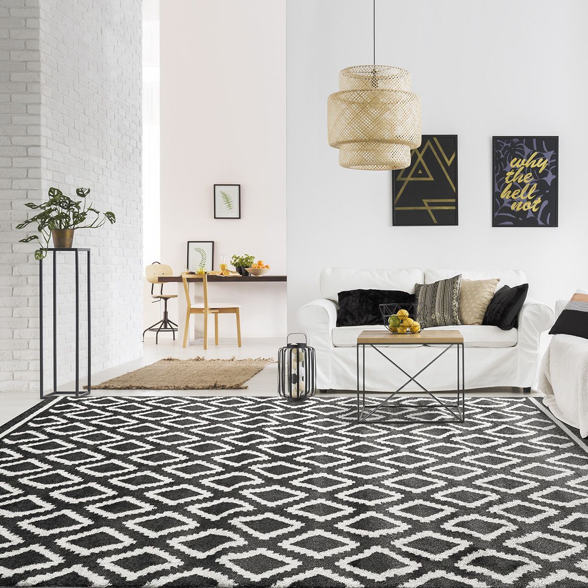 Φωτογραφία προϊόντος: Beauty Home Πατάκι Vibe Art 9577 67x150 Stone White Ανθρακί Λευκό