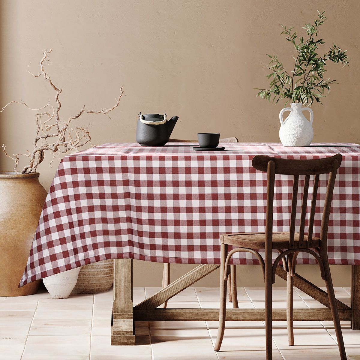 Φωτογραφία προϊόντος: Beauty Home Επαγγελματικό τραπεζομάντηλο Checks Art Ε8494 145x220 Κόκκινο