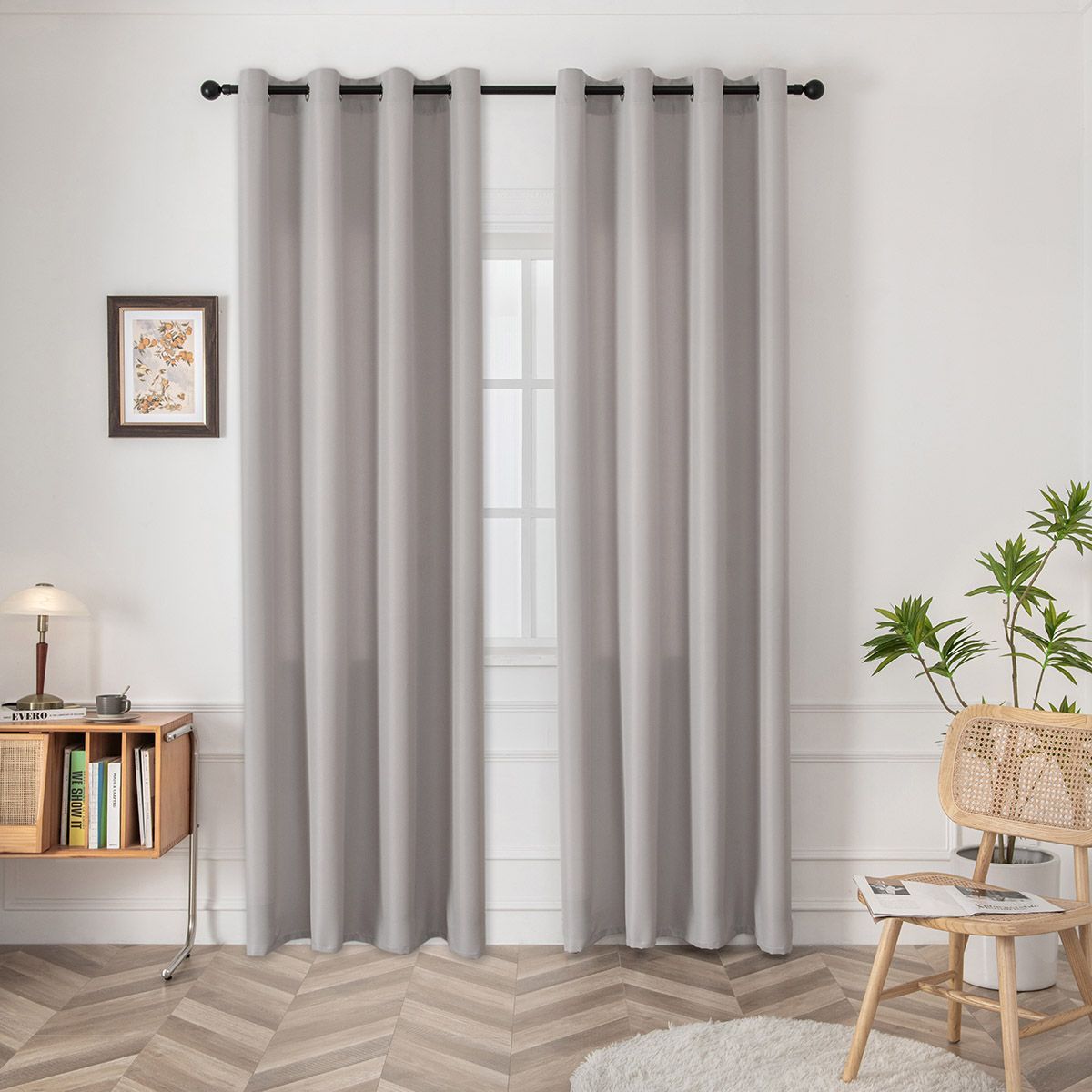 Φωτογραφία προϊόντος: Beauty Home Κουρτίνα μεσαίας σκίασης με 8 μεταλλικούς κρίκους Effect Art 8443 140x270 Ασημί